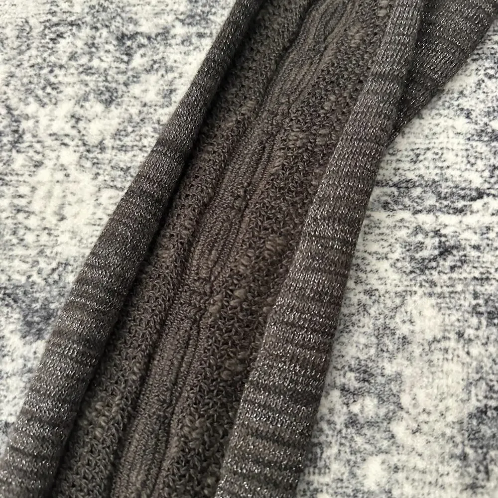 Free People Shimmer Gray Ribbed Turtleneck Sweater Long Sleeve Cutout Size Small